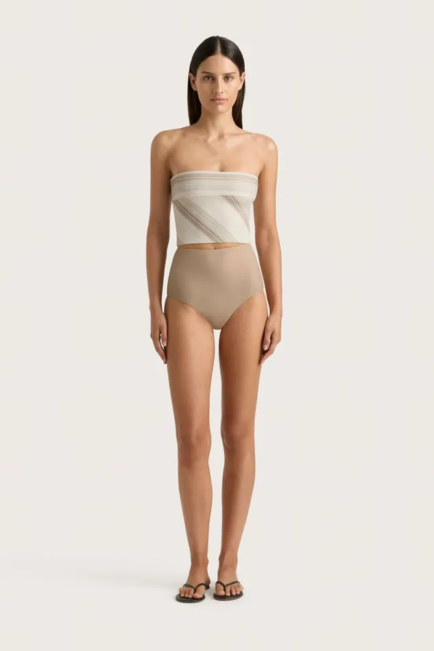 Women Faithfull The Brand Swim Jean Swim Top Futura Stripe Taupe