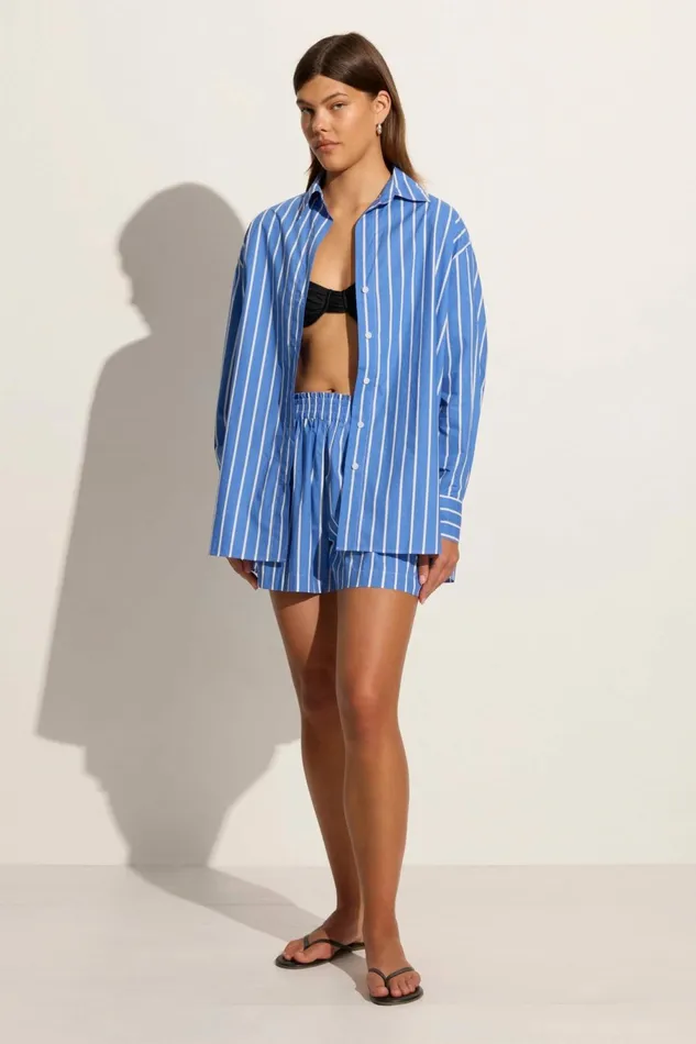 Women Faithfull The Brand Tops Daija Shirt Adia Stripe Ocean Blue 8211 Faithfull The Brand