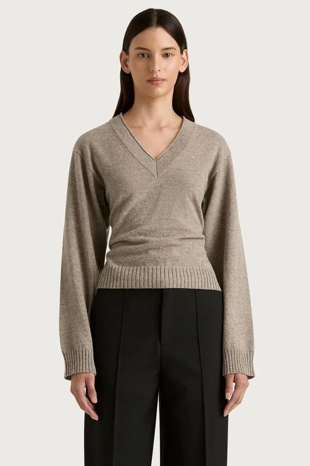Women Faithfull The Brand Tops Frederikke Cashmere Sweater Taupe Marle