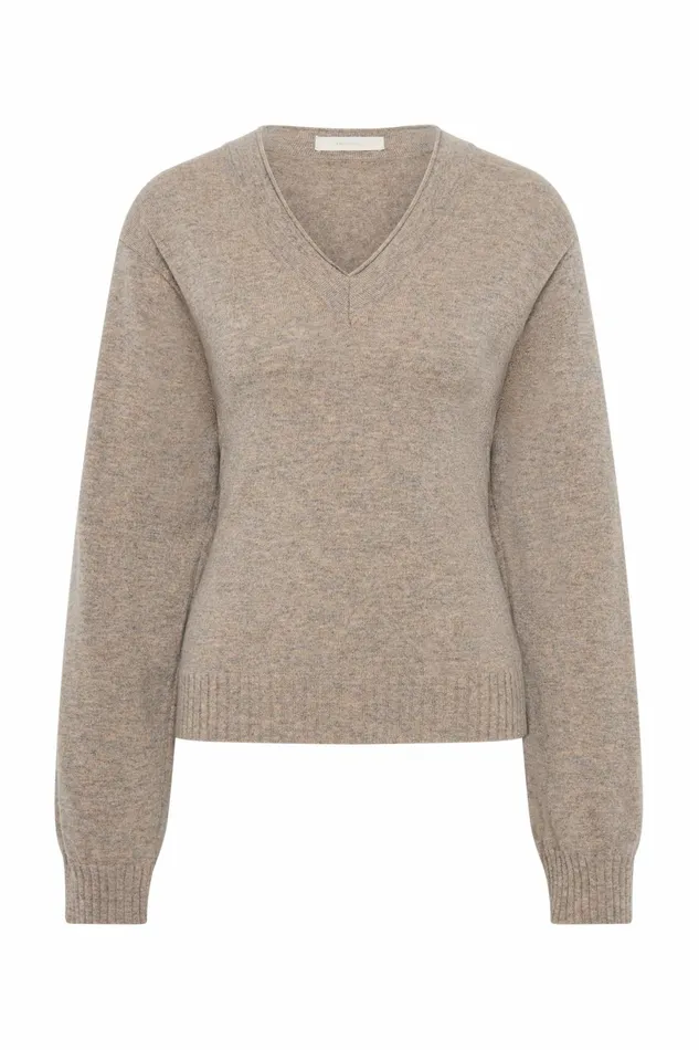 Women Faithfull The Brand Tops Frederikke Cashmere Sweater Taupe Marle