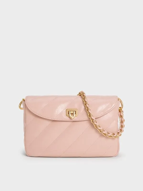 Women Fawn Panelled Front Flap ChainHandle Bag 8211 Light Pink CHARLES and KEITH Shoulder Bags Women Fawn Panelled Front Flap ChainHandle Bag 8211 Light Pink CHARLES and KEITH Shoulder Bags
