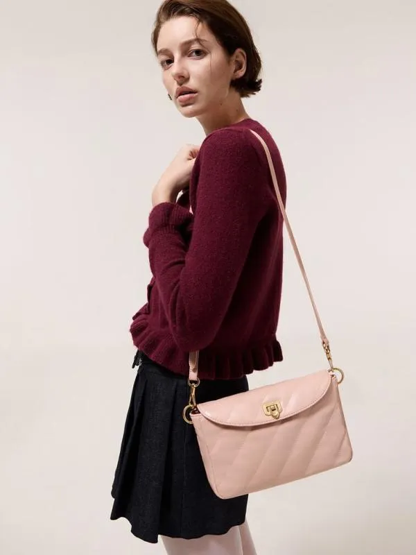 Women Fawn Panelled Front Flap ChainHandle Bag 8211 Light Pink CHARLES and KEITH Shoulder Bags