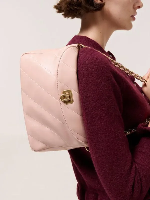 Women Fawn Panelled Front Flap ChainHandle Bag 8211 Light Pink CHARLES and KEITH Shoulder Bags