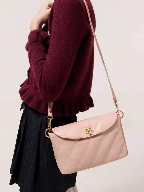 Women Fawn Panelled Front Flap ChainHandle Bag 8211 Light Pink CHARLES and KEITH Shoulder Bags