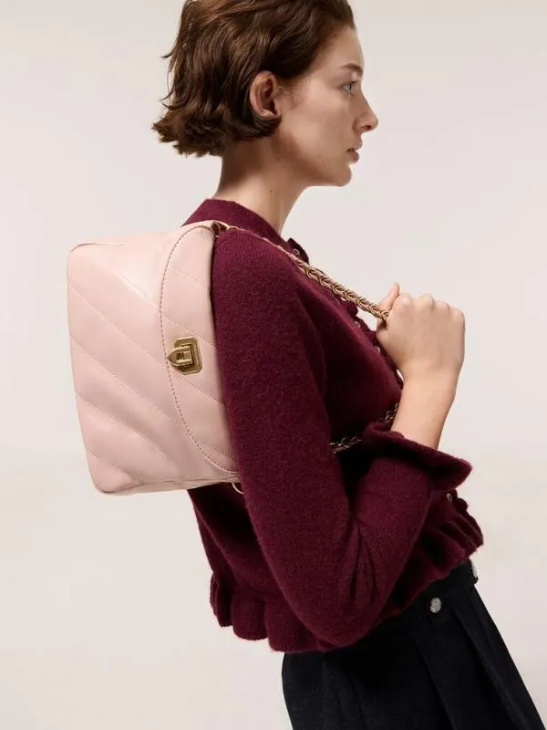 Women Fawn Panelled Front Flap ChainHandle Bag 8211 Light Pink CHARLES and KEITH Shoulder Bags