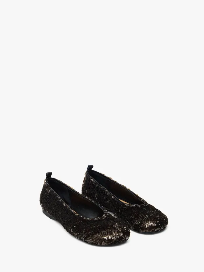 Women Flats JW Anderson BALLERINAS WITH ALLOVER SEQUIN Gunmetal
