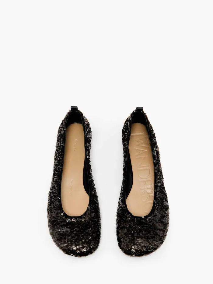 Women Flats JW Anderson BALLERINAS WITH ALLOVER SEQUIN Gunmetal