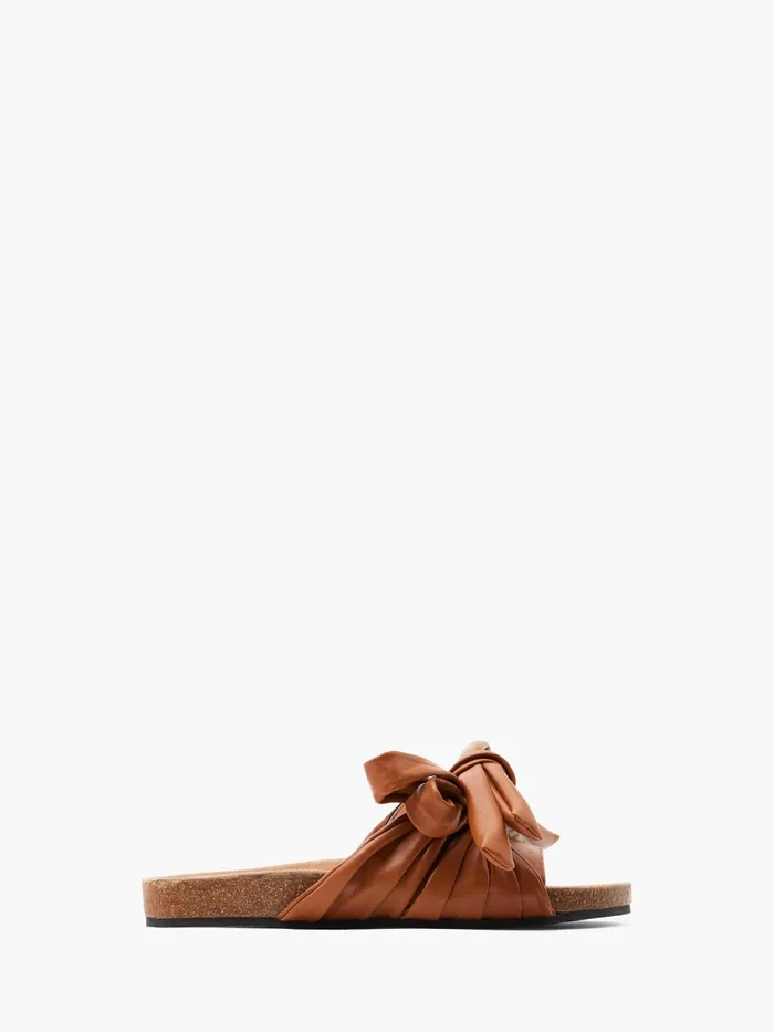 Women Flats JW Anderson BOW FLAT SANDALS Tan