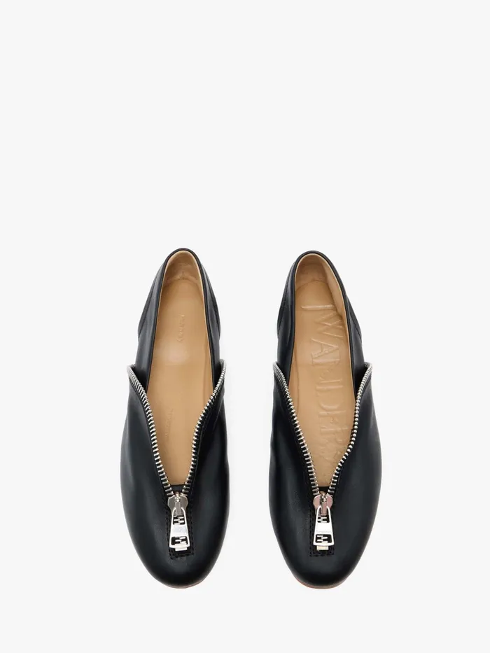 Women Flats JW Anderson LEATHER BALLERINAS WITH BIKER ZIP Black Women Flats JW Anderson LEATHER BALLERINAS WITH BIKER ZIP Black