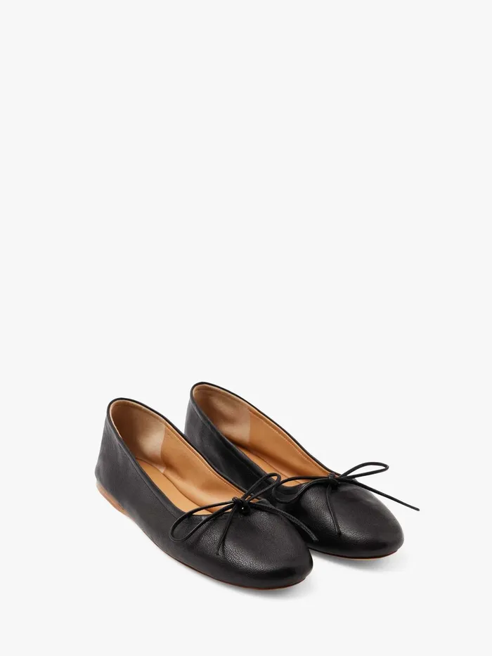 Women Flats JW Anderson ROUNDTOE LEATHER BALLERINAS Black