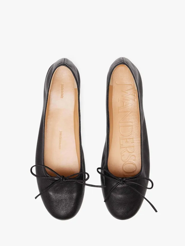 Women Flats JW Anderson ROUNDTOE LEATHER BALLERINAS Black