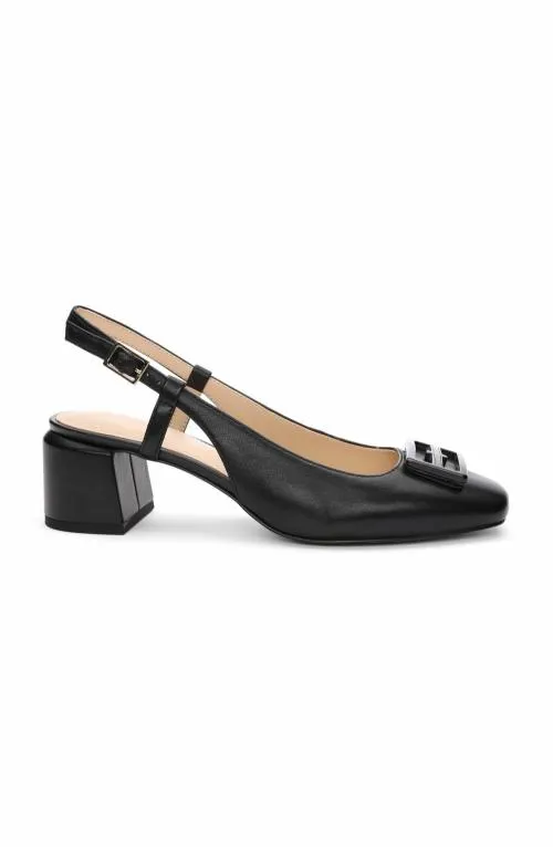 Women Flats Liverpool Los Angeles Getty Slingback With Logo Medallion Black