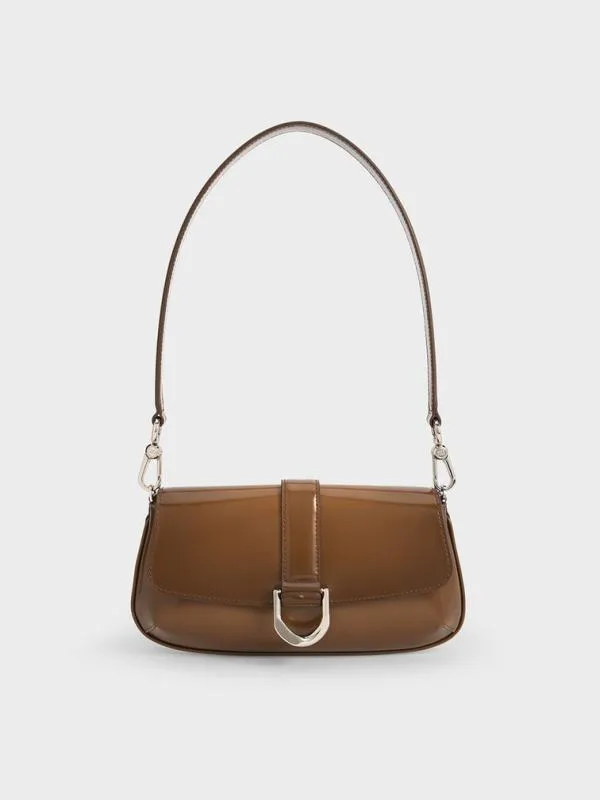 Women Gabine Leather Elongated Shoulder Bag 8211 Brown CHARLES and KEITH Crossbody Bags Women Gabine Leather Elongated Shoulder Bag 8211 Brown CHARLES and KEITH Crossbody Bags