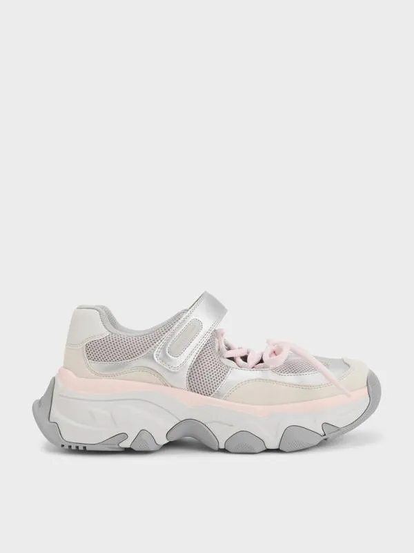 Women Gaskell Metallic Mesh Mary Jane Sneakers 8211 Light Pink CHARLES and KEITH Sneakers Women Gaskell Metallic Mesh Mary Jane Sneakers 8211 Light Pink CHARLES and KEITH Sneakers