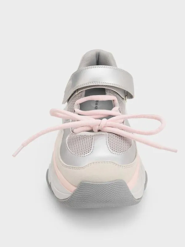 Women Gaskell Metallic Mesh Mary Jane Sneakers 8211 Light Pink CHARLES and KEITH Sneakers