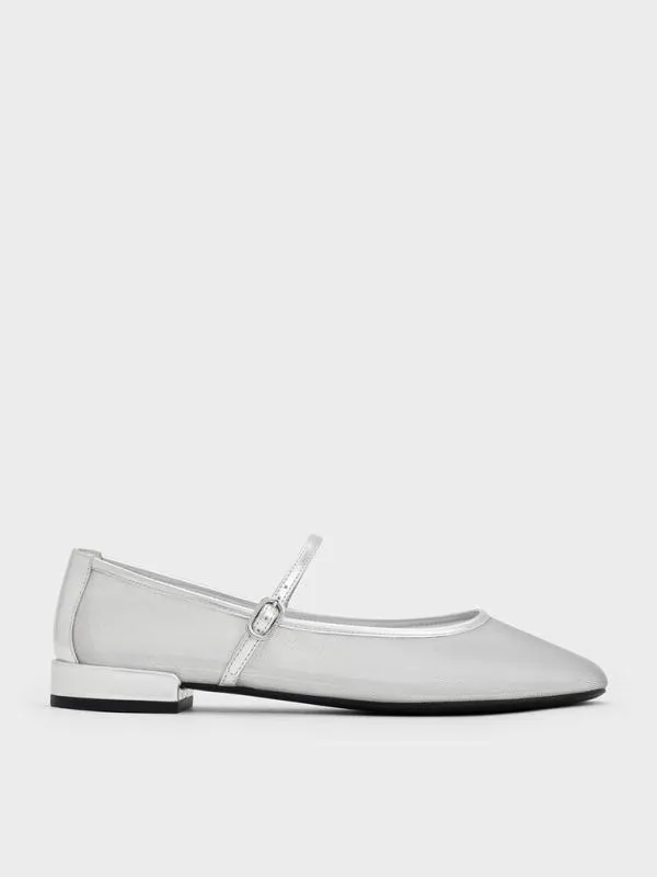 Women Gertrude Mesh Mary Jane Flats 8211 Silver CHARLES and KEITH Ballet Flats Women Gertrude Mesh Mary Jane Flats 8211 Silver CHARLES and KEITH Ballet Flats