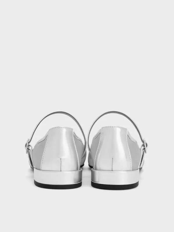 Women Gertrude Mesh Mary Jane Flats 8211 Silver CHARLES and KEITH Ballet Flats