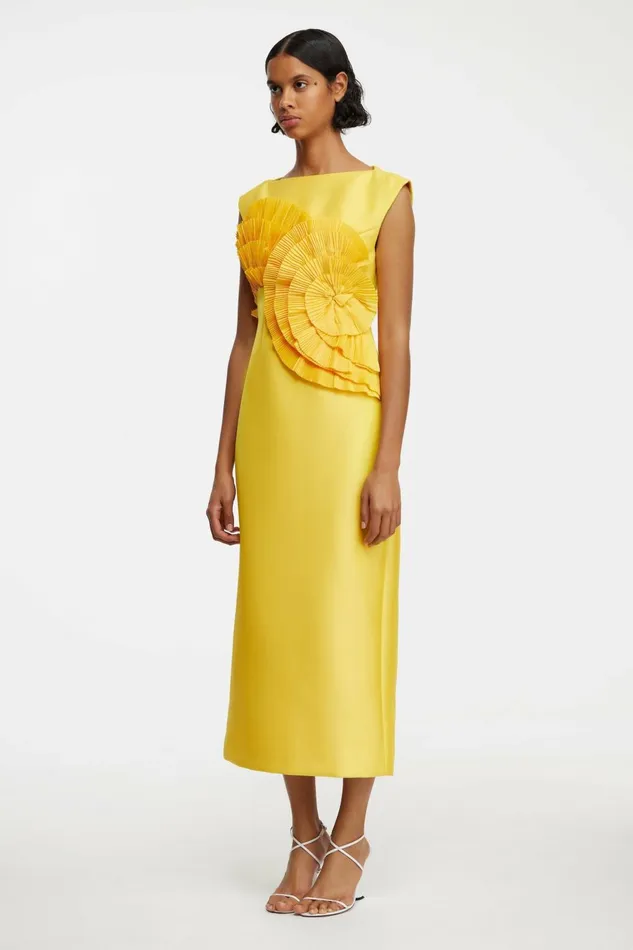 Women GLYNDE MIDI DRESS Honey Gold Acler Midi Dresses