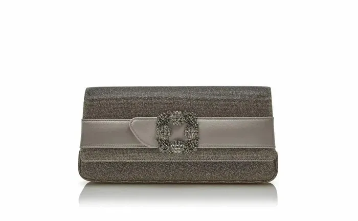 Women Gold Glitter Fabric Jewel Buckle Clutch Manolo Blahnik Gifts For Her