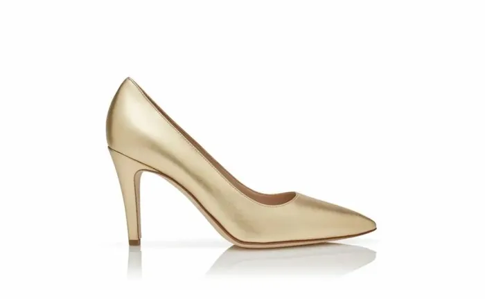 Women Gold Nappa Leather Pumps Manolo Blahnik Pumps