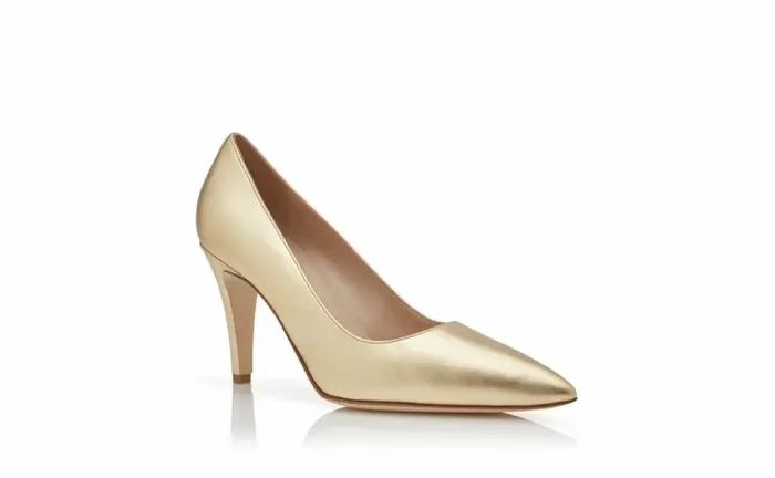 Women Gold Nappa Leather Pumps Manolo Blahnik Pumps