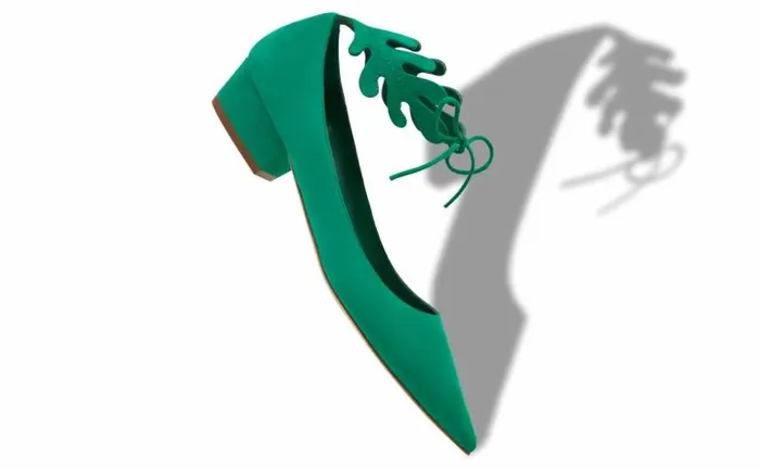 Women Green Suede Ankle Strap Pumps Manolo Blahnik Pumps