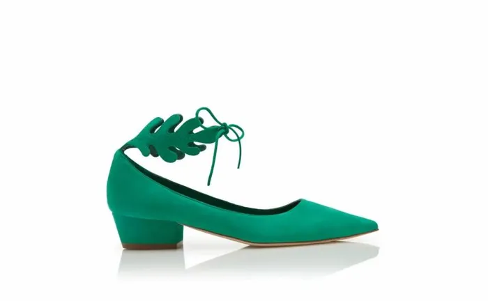 Women Green Suede Ankle Strap Pumps Manolo Blahnik Pumps