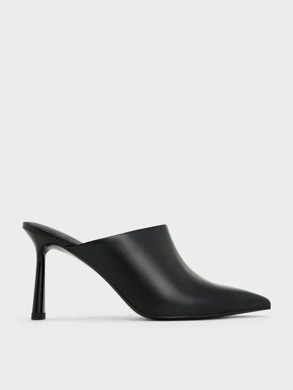 Women HighVamp PointedToe Heeled Mules 8211 Black CHARLES and KEITH Heels