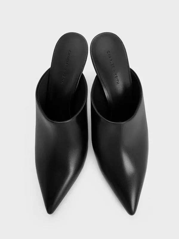 Women HighVamp PointedToe Heeled Mules 8211 Black CHARLES and KEITH Heels