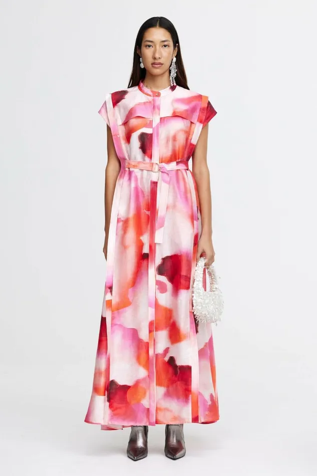 Women HIGHLOW MAXI DRESS Plum Watercolour Acler Maxi Dresses
