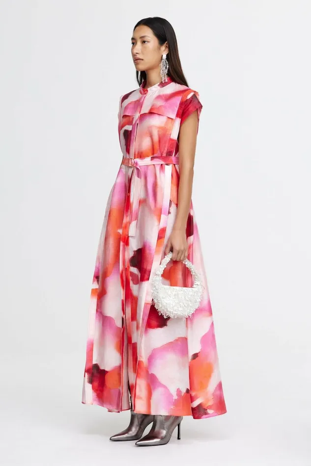 Women HIGHLOW MAXI DRESS Plum Watercolour Acler Maxi Dresses