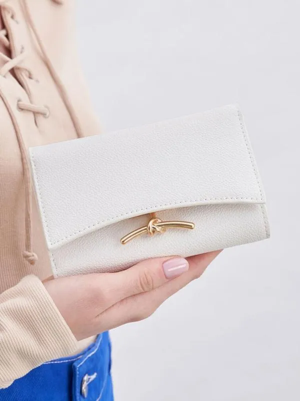 Women Huxley Metallic Accent Front Flap Wallet 8211 White CHARLES and KEITH Small Wallets
