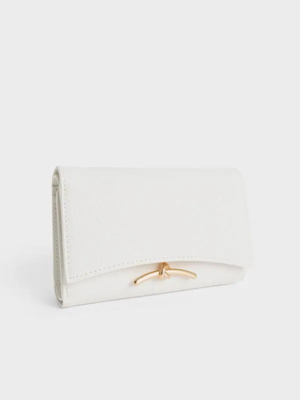Women Huxley Metallic Accent Front Flap Wallet 8211 White CHARLES and KEITH Small Wallets