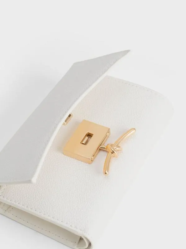 Women Huxley Metallic Accent Front Flap Wallet 8211 White CHARLES and KEITH Small Wallets
