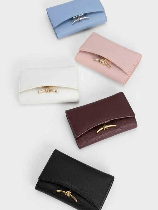 Women Huxley Metallic Accent Front Flap Wallet 8211 White CHARLES and KEITH Small Wallets