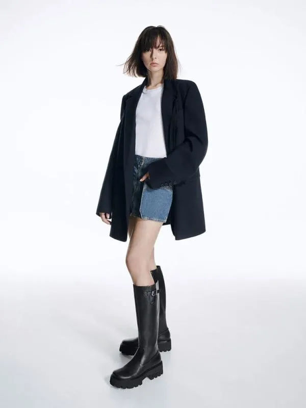 Women Imogen SideBuckle Chunky KneeHigh Boots 8211 Black CHARLES and KEITH Boots