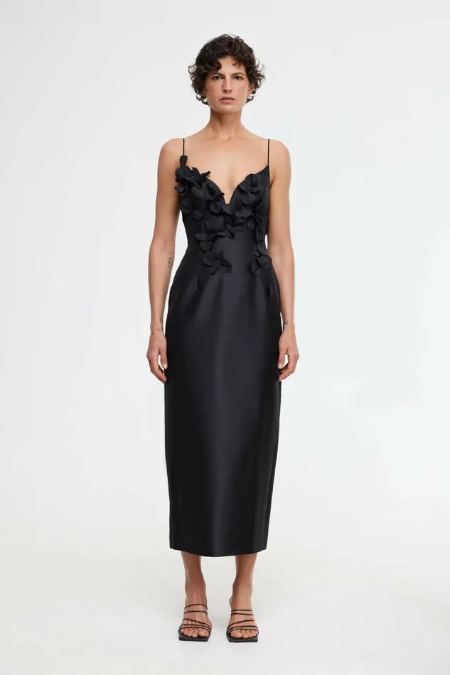 Women ISLA COLUMN MIDI DRESS Black Acler Black Dresses
