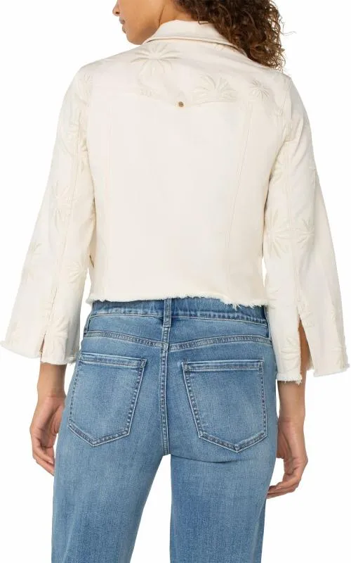 Women Jackets Liverpool Los Angeles Jacket With Wide Sleeves W Embroider Florals Ecru Abstract Floral