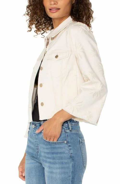 Women Jackets Liverpool Los Angeles Jacket With Wide Sleeves W Embroider Florals Ecru Abstract Floral
