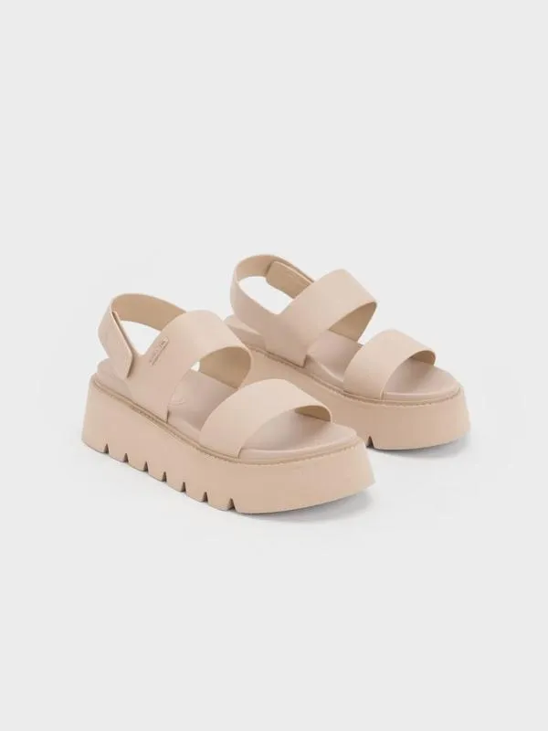 Women Jadis Chunky Flatform Sandals 8211 Beige CHARLES and KEITH Sandals