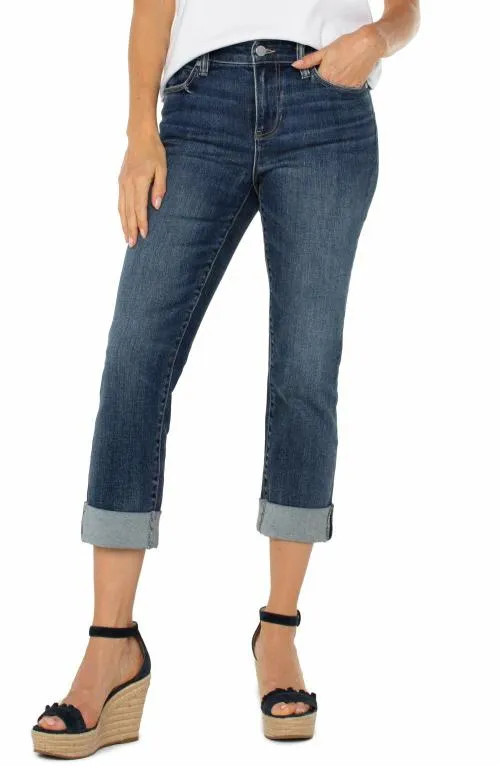 Women Jeans Liverpool Los Angeles Charlie Crop Wide Rolled Cuff Wells