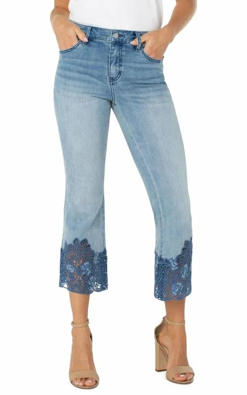 Women Jeans Liverpool Los Angeles Hannah Crop Flare With Crochet Hem Indigo Crochet Women Jeans Liverpool Los Angeles Hannah Crop Flare With Crochet Hem Indigo Crochet