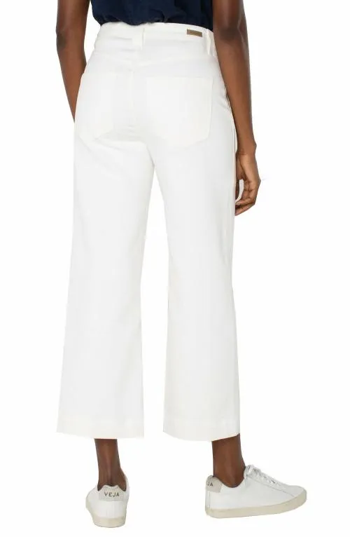 Women Jeans Liverpool Los Angeles Stride Hirise Wide Leg Crop Bone White