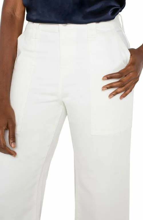 Women Jeans Liverpool Los Angeles Stride Hirise Wide Leg Crop Bone White