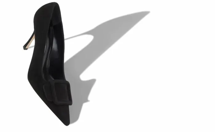 Women Jet Black Suede Buckle Detail Pumps Manolo Blahnik Pumps