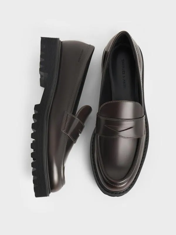 Women Kaiya Penny Loafers 8211 Dark Brown CHARLES and KEITH Flats