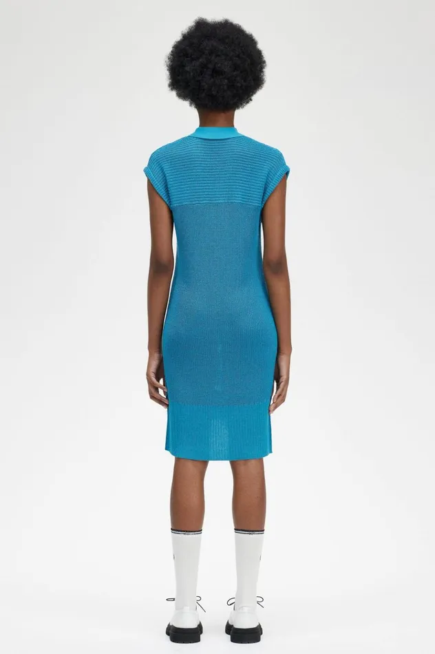 Women Knitted Shirt Dress Cyber Blue Fred Perry Dresses