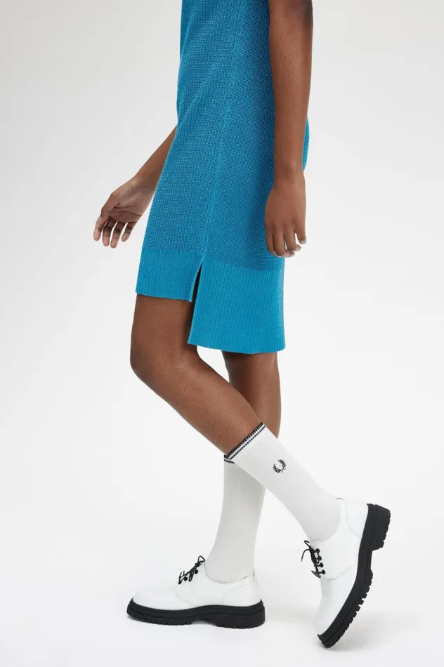 Women Knitted Shirt Dress Cyber Blue Fred Perry Dresses