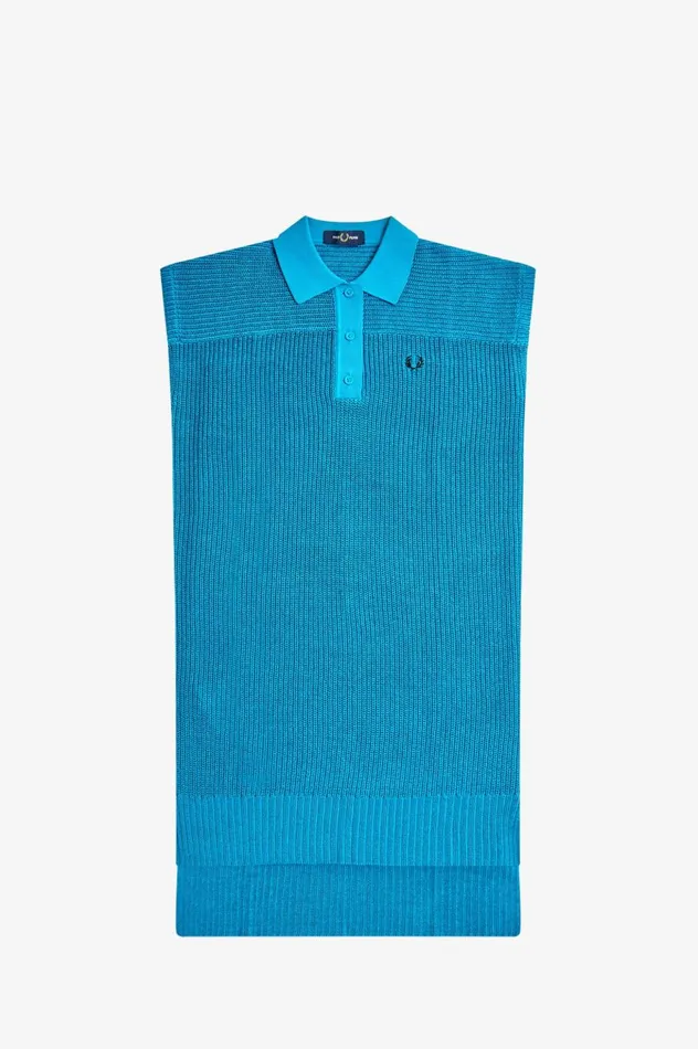 Women Knitted Shirt Dress Cyber Blue Fred Perry Dresses