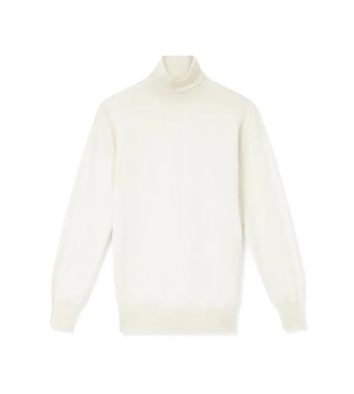 Women Knitwear Tom Ford Fine Cashmere Silk Turtleneck Chalk